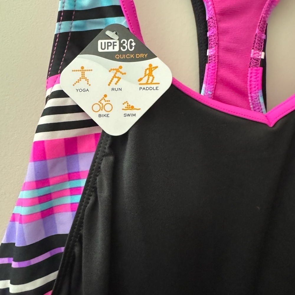 Zeroxposur Black and Pink 2 in 1 Tankini Tank Top - Picture 2 of 4